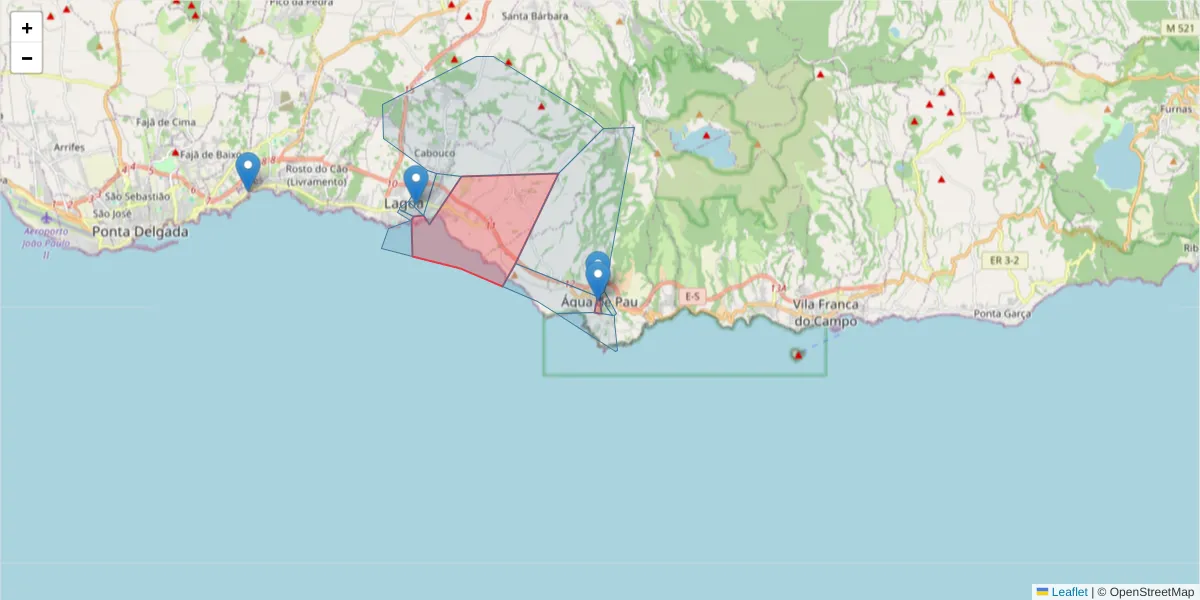 Mapa detalhado do código postal 9560 com limites, códigos postais vizinhos e agências dos correios