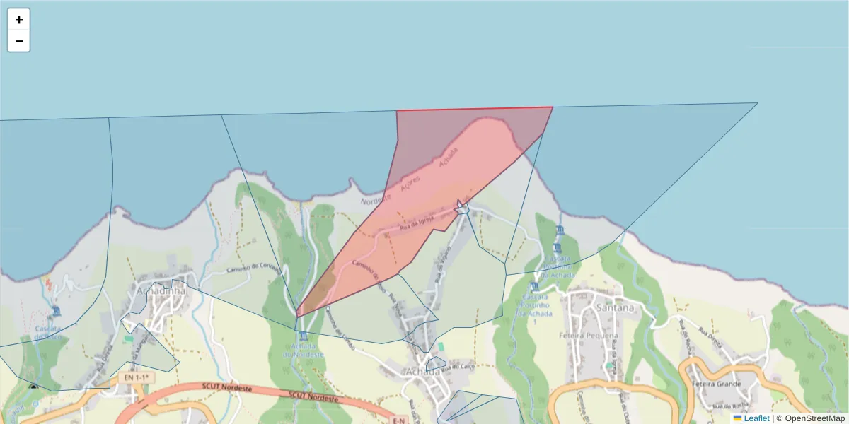 Mapa detalhado do código postal 9630-016 com limites, códigos postais vizinhos e agências dos correios
