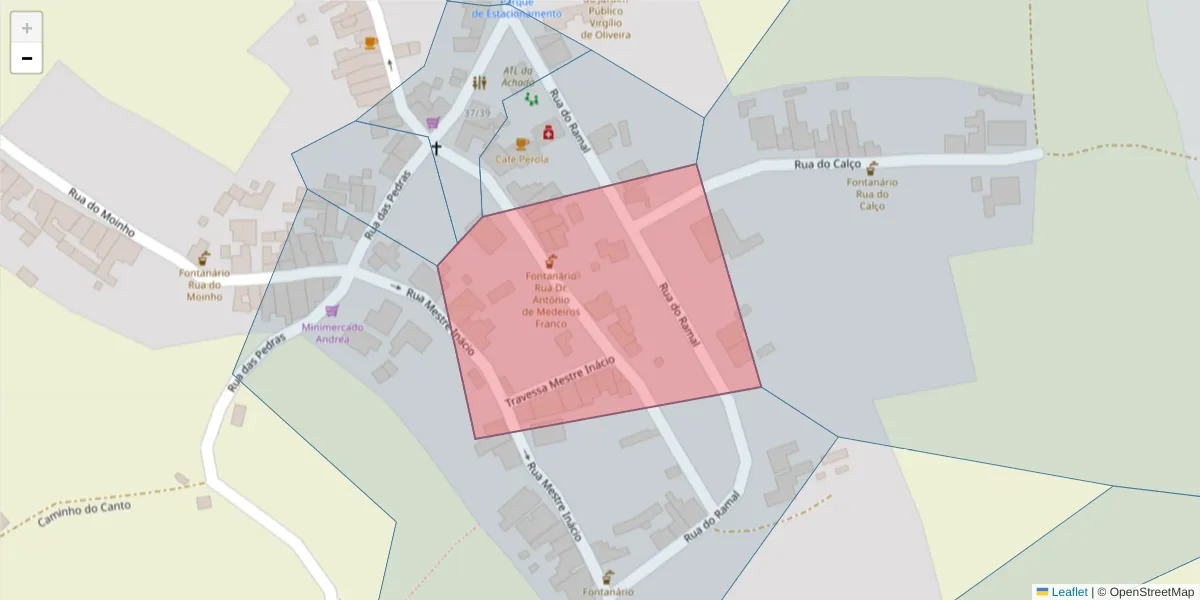 Mapa detalhado do código postal 9630-022 com limites, códigos postais vizinhos e agências dos correios
