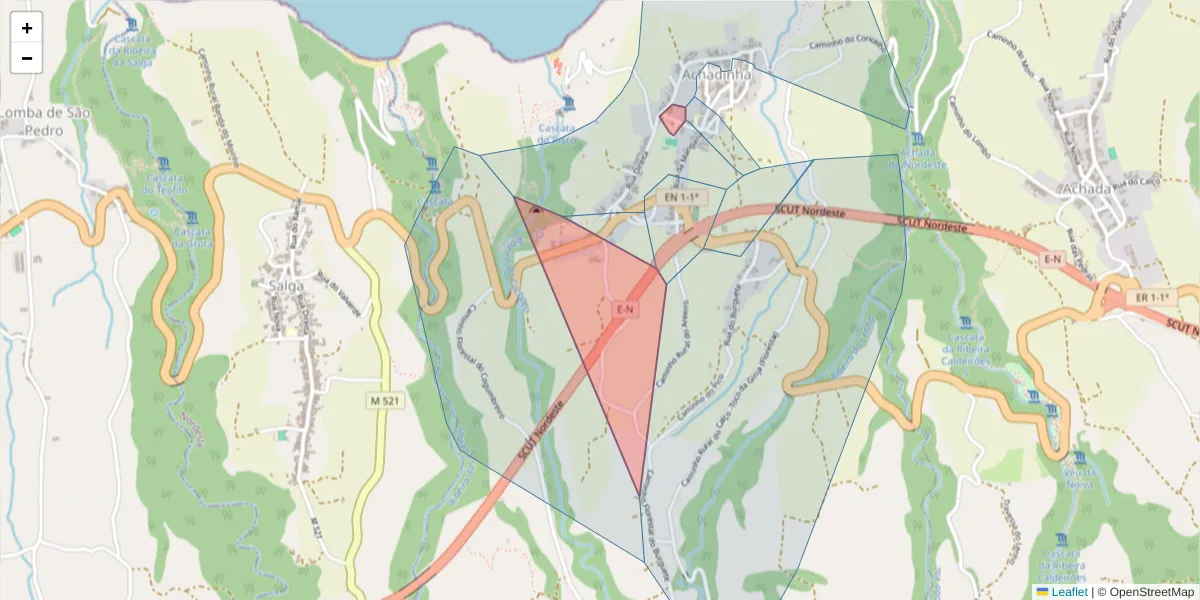 Mapa detalhado do código postal 9630-044 com limites, códigos postais vizinhos e agências dos correios