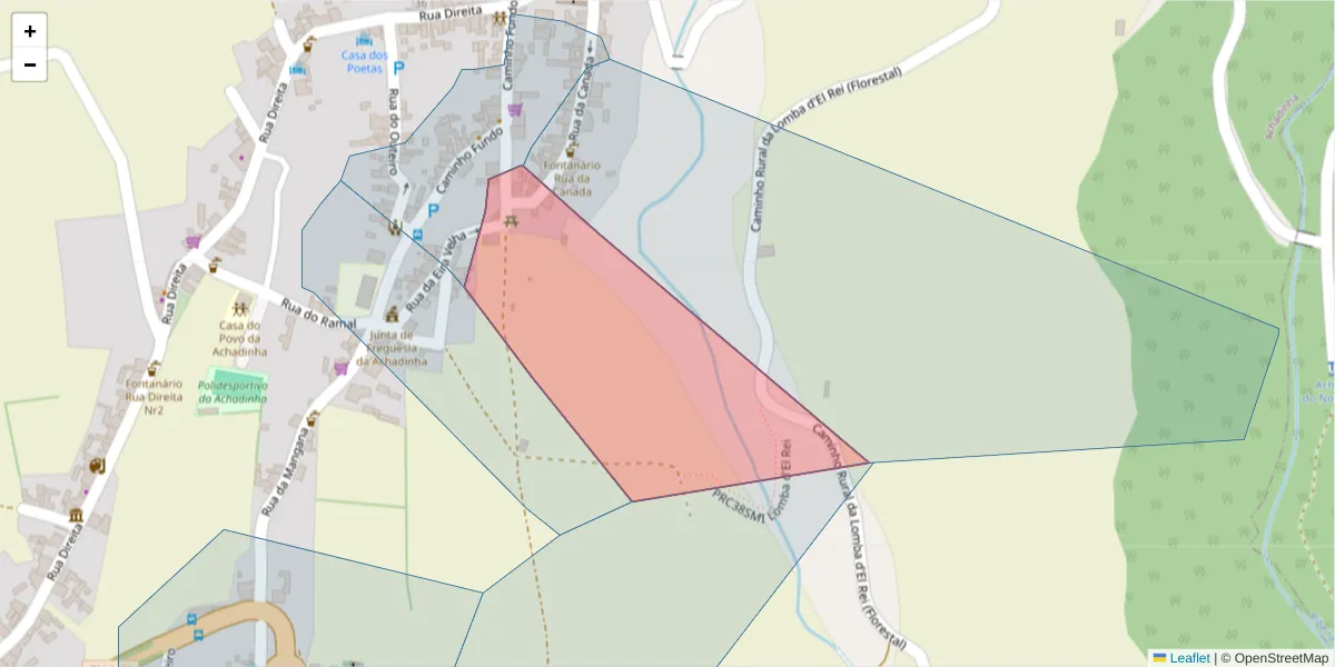 Mapa detalhado do código postal 9630-050 com limites, códigos postais vizinhos e agências dos correios