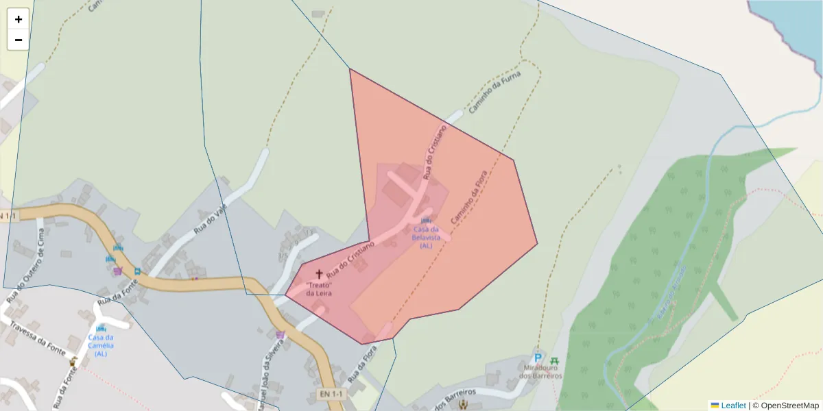 Mapa detalhado do código postal 9630-109 com limites, códigos postais vizinhos e agências dos correios