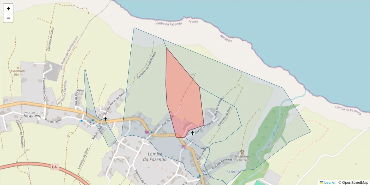 Mapa detalhado do código postal 9630-110 com limites, códigos postais vizinhos e agências dos correios