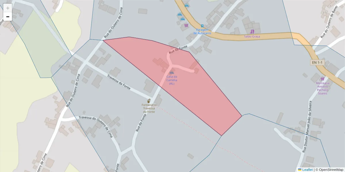 Mapa detalhado do código postal 9630-114 com limites, códigos postais vizinhos e agências dos correios