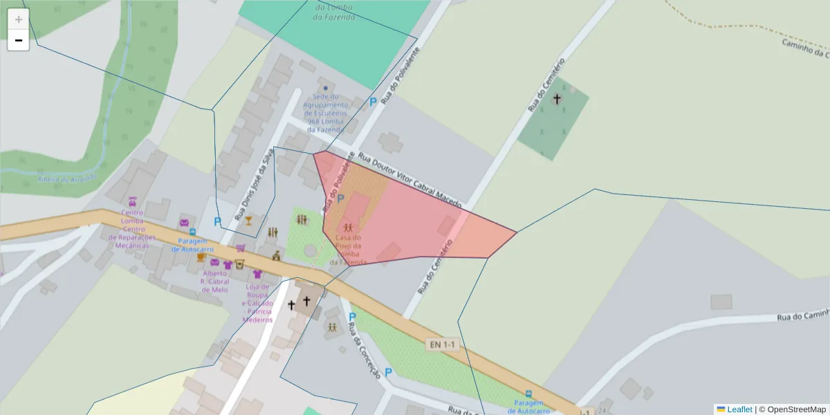 Mapa detalhado do código postal 9630-126 com limites, códigos postais vizinhos e agências dos correios