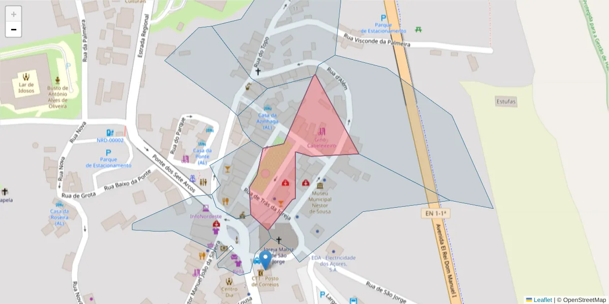 Mapa detalhado do código postal 9630-145 com limites, códigos postais vizinhos e agências dos correios