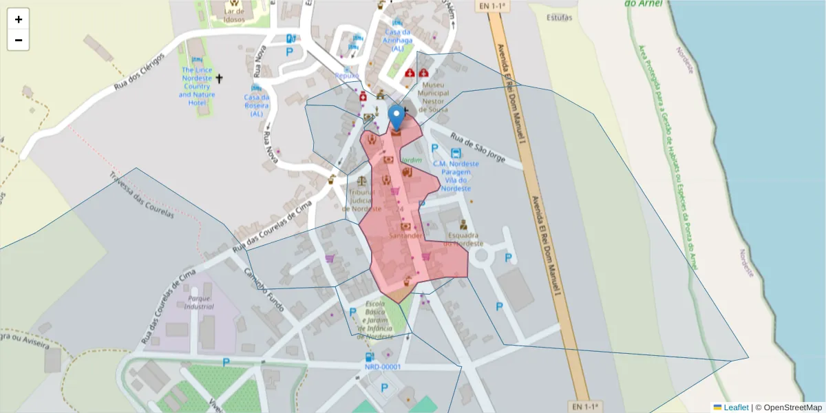 Mapa detalhado do código postal 9630-147 com limites, códigos postais vizinhos e agências dos correios