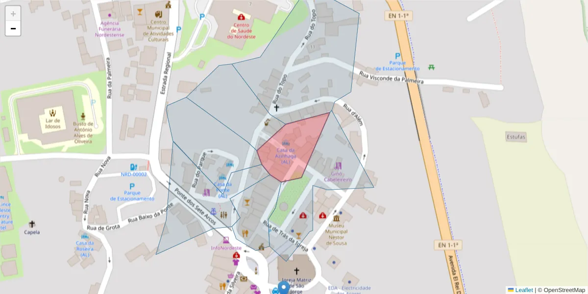Mapa detalhado do código postal 9630-149 com limites, códigos postais vizinhos e agências dos correios