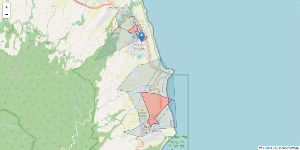 Mapa detalhado do código postal 9630-161 com limites, códigos postais vizinhos e agências dos correios
