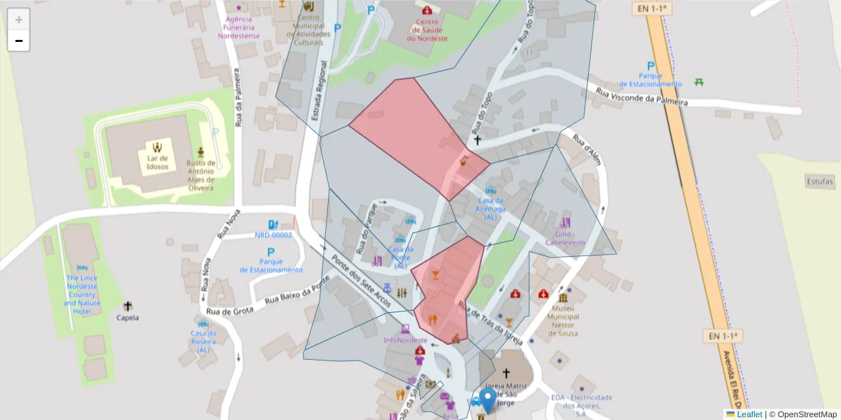 Mapa detalhado do código postal 9630-162 com limites, códigos postais vizinhos e agências dos correios