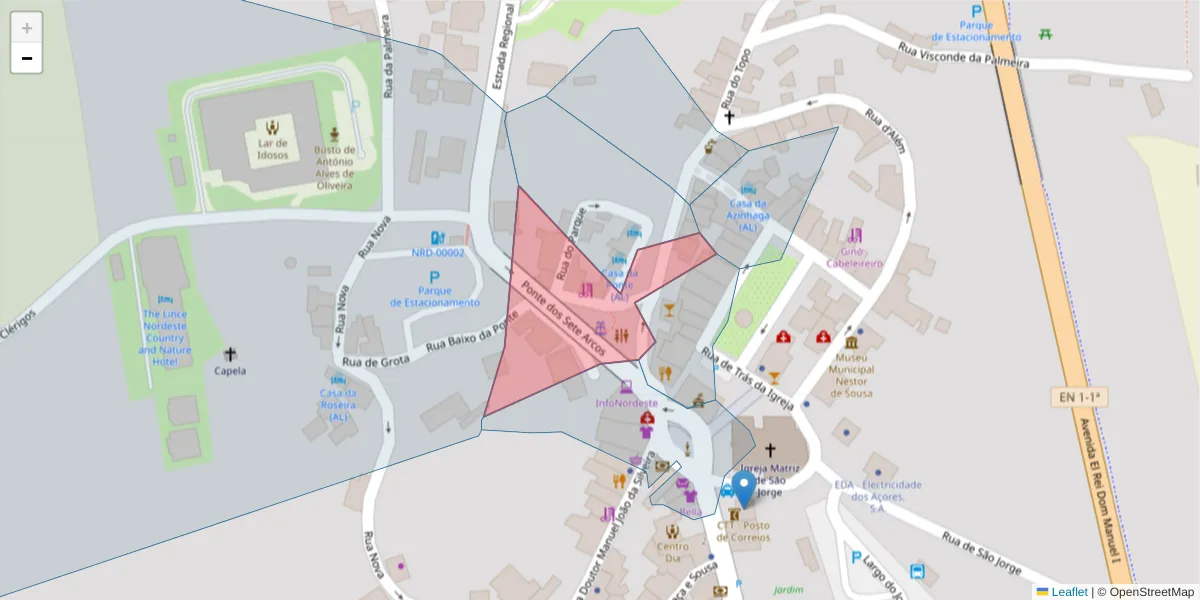 Mapa detalhado do código postal 9630-165 com limites, códigos postais vizinhos e agências dos correios