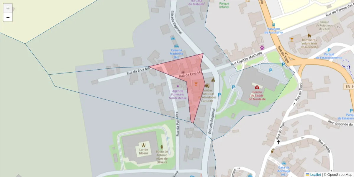 Mapa detalhado do código postal 9630-183 com limites, códigos postais vizinhos e agências dos correios