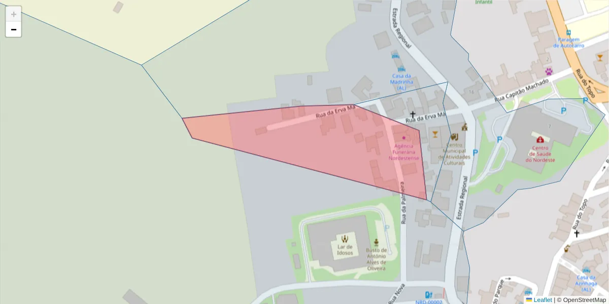 Mapa detalhado do código postal 9630-184 com limites, códigos postais vizinhos e agências dos correios