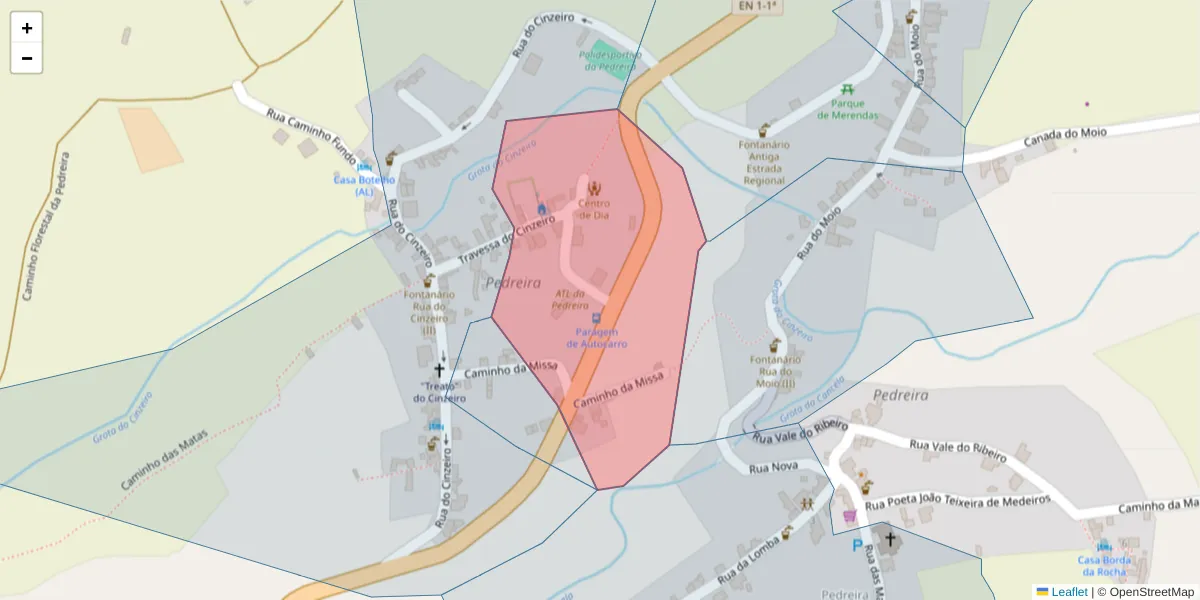 Mapa detalhado do código postal 9630-188 com limites, códigos postais vizinhos e agências dos correios