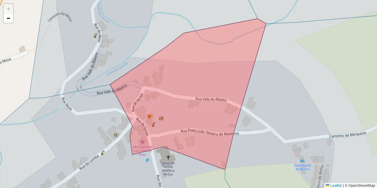 Mapa detalhado do código postal 9630-198 com limites, códigos postais vizinhos e agências dos correios