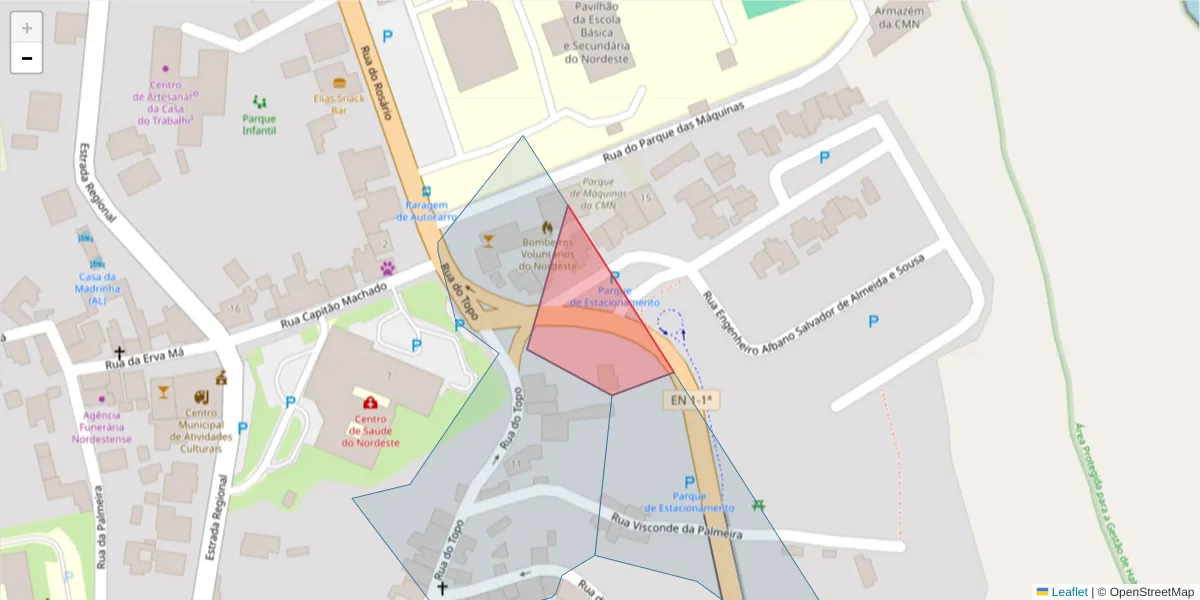 Mapa detalhado do código postal 9630-202 com limites, códigos postais vizinhos e agências dos correios