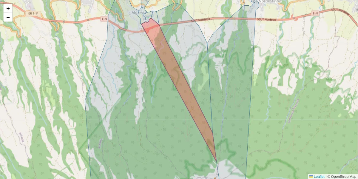 Mapa detalhado do código postal 9630-223 com limites, códigos postais vizinhos e agências dos correios