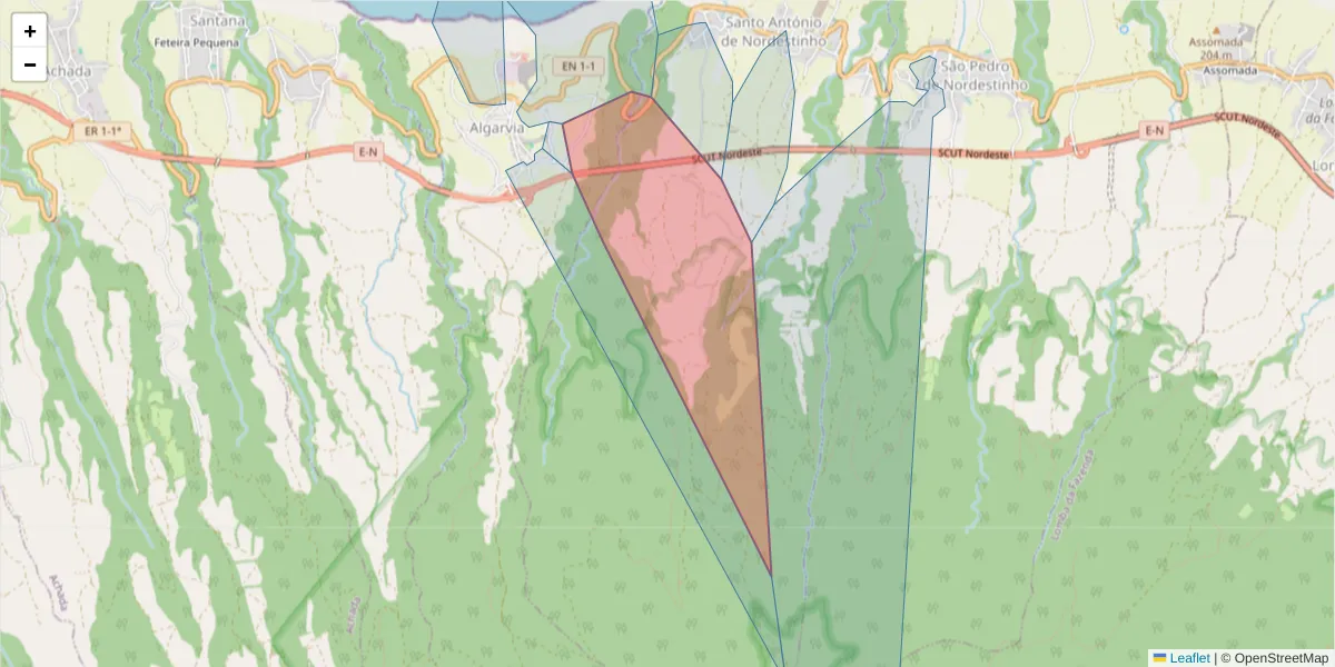 Mapa detalhado do código postal 9630-225 com limites, códigos postais vizinhos e agências dos correios