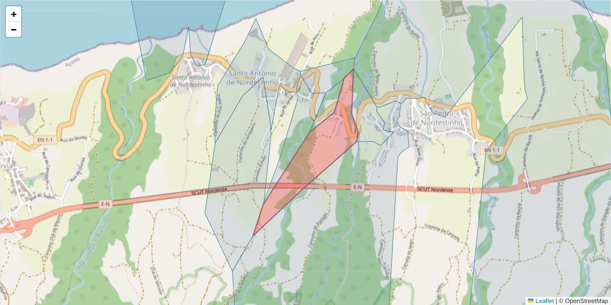 Mapa detalhado do código postal 9630-231 com limites, códigos postais vizinhos e agências dos correios