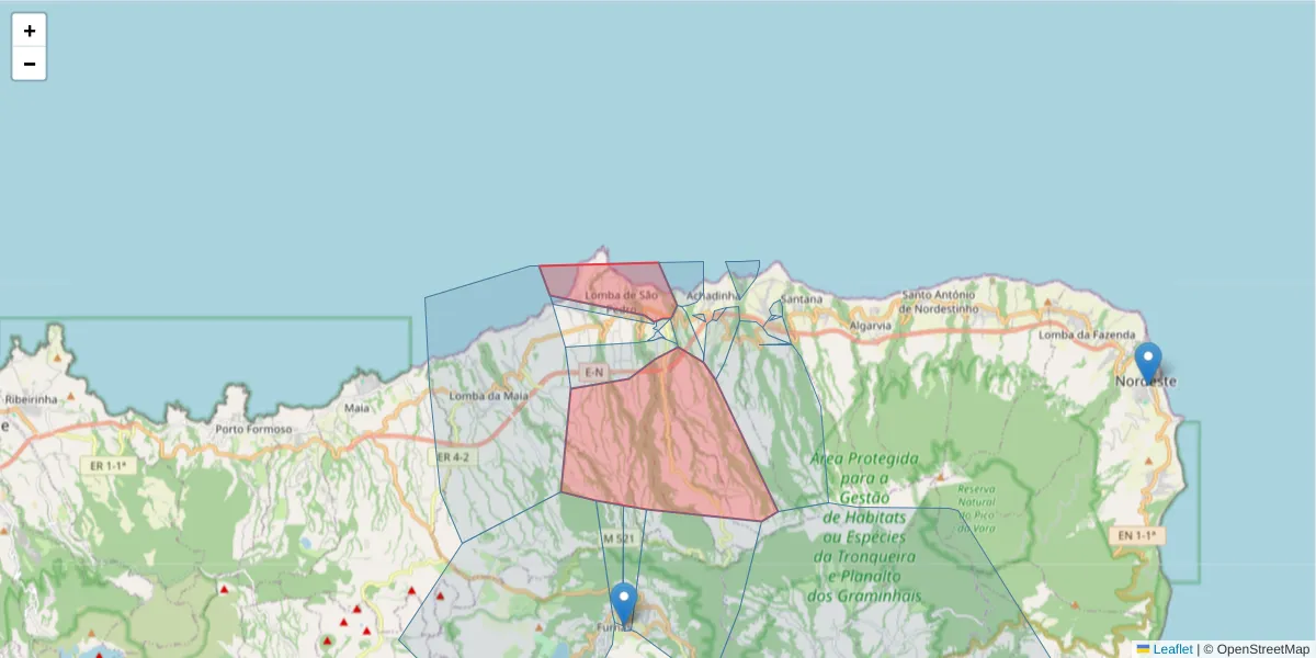 Mapa detalhado do código postal 9630-270 com limites, códigos postais vizinhos e agências dos correios