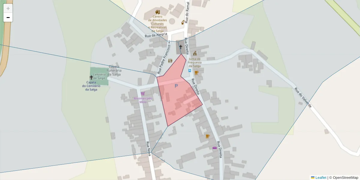 Mapa detalhado do código postal 9630-277 com limites, códigos postais vizinhos e agências dos correios