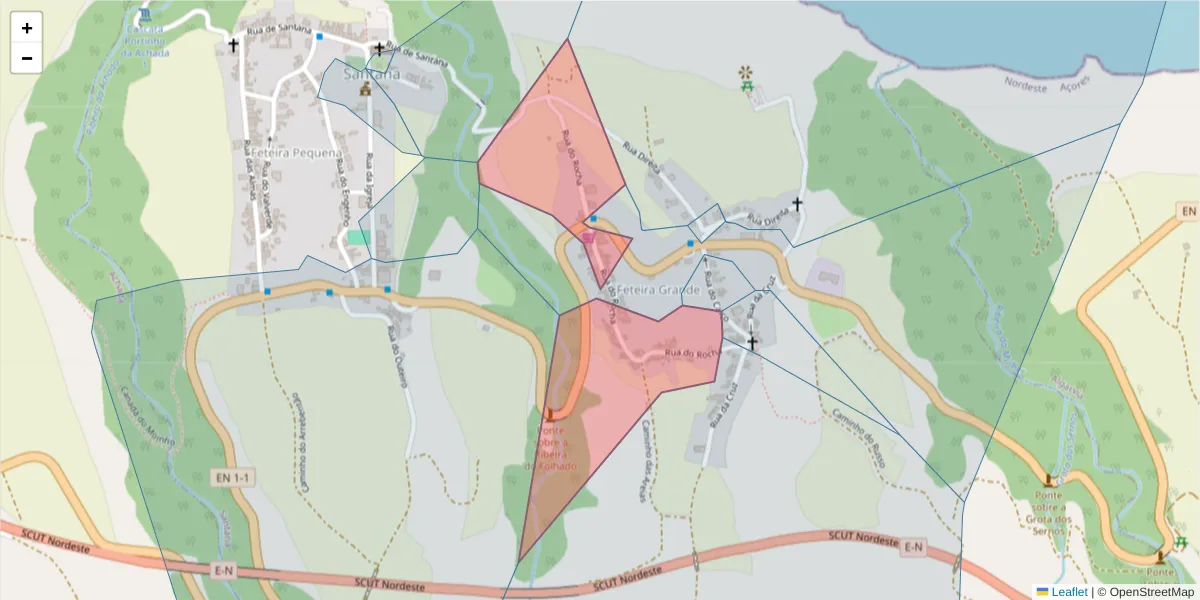 Mapa detalhado do código postal 9630-303 com limites, códigos postais vizinhos e agências dos correios