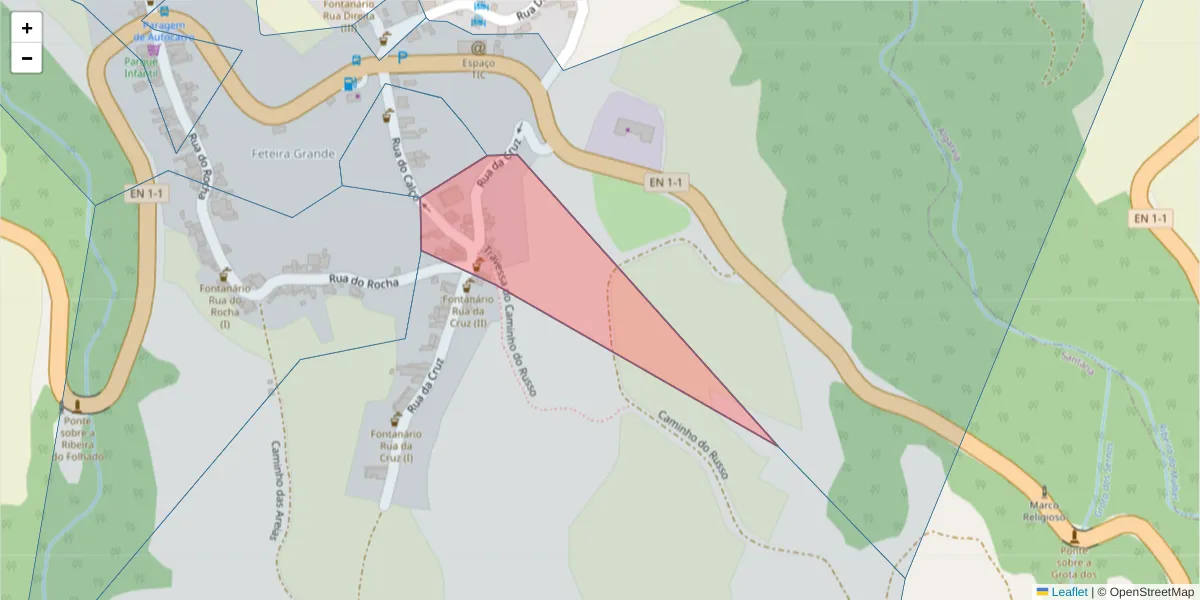 Mapa detalhado do código postal 9630-305 com limites, códigos postais vizinhos e agências dos correios