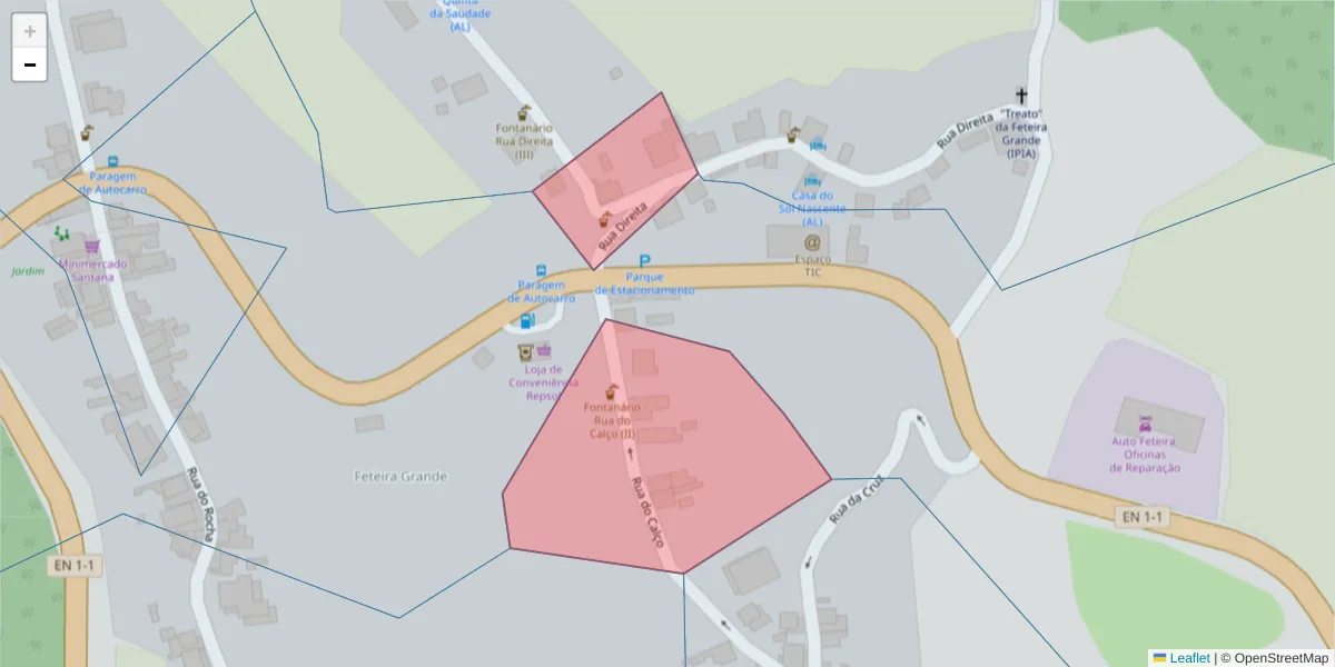 Mapa detalhado do código postal 9630-306 com limites, códigos postais vizinhos e agências dos correios