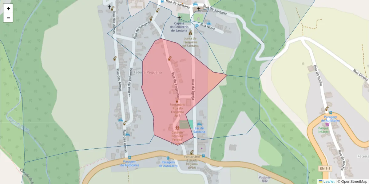 Mapa detalhado do código postal 9630-314 com limites, códigos postais vizinhos e agências dos correios