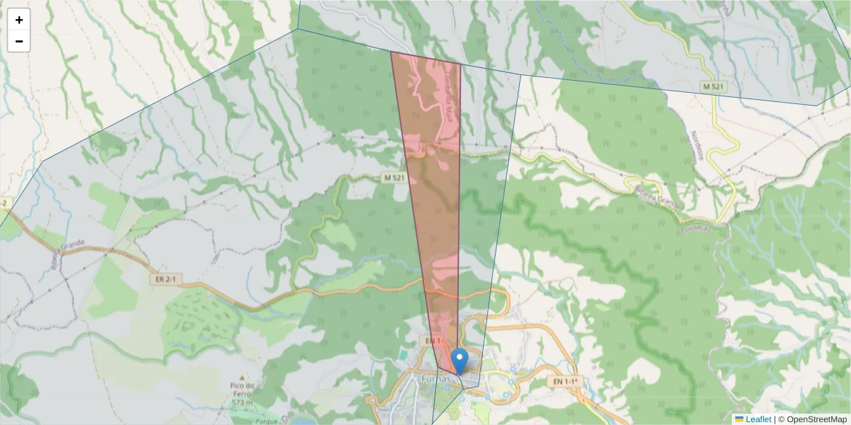 Mapa detalhado do código postal 9675-036 com limites, códigos postais vizinhos e agências dos correios