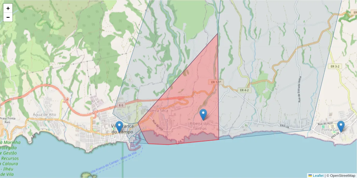 Mapa detalhado do código postal 9680-029 com limites, códigos postais vizinhos e agências dos correios