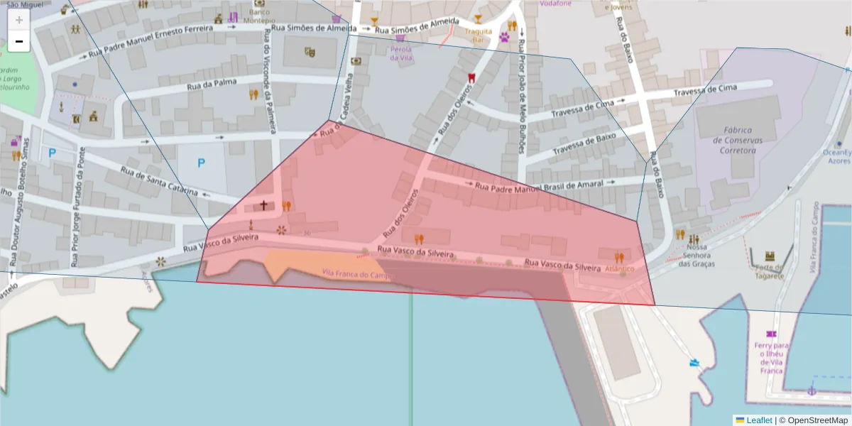 Mapa detalhado do código postal 9680-185 com limites, códigos postais vizinhos e agências dos correios
