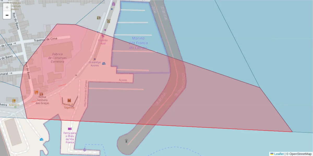 Mapa detalhado do código postal 9680-909 com limites, códigos postais vizinhos e agências dos correios