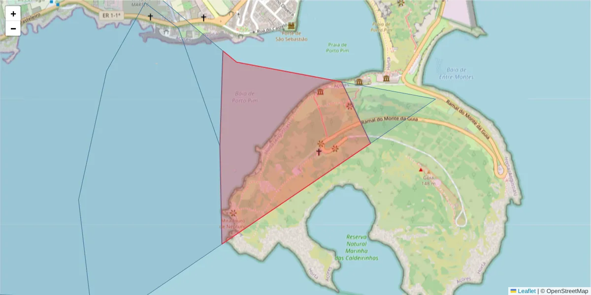 Mapa detalhado do código postal 9900-064 com limites, códigos postais vizinhos e agências dos correios
