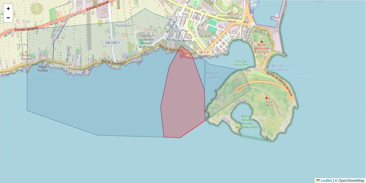 Mapa detalhado do código postal 9900-070 com limites, códigos postais vizinhos e agências dos correios
