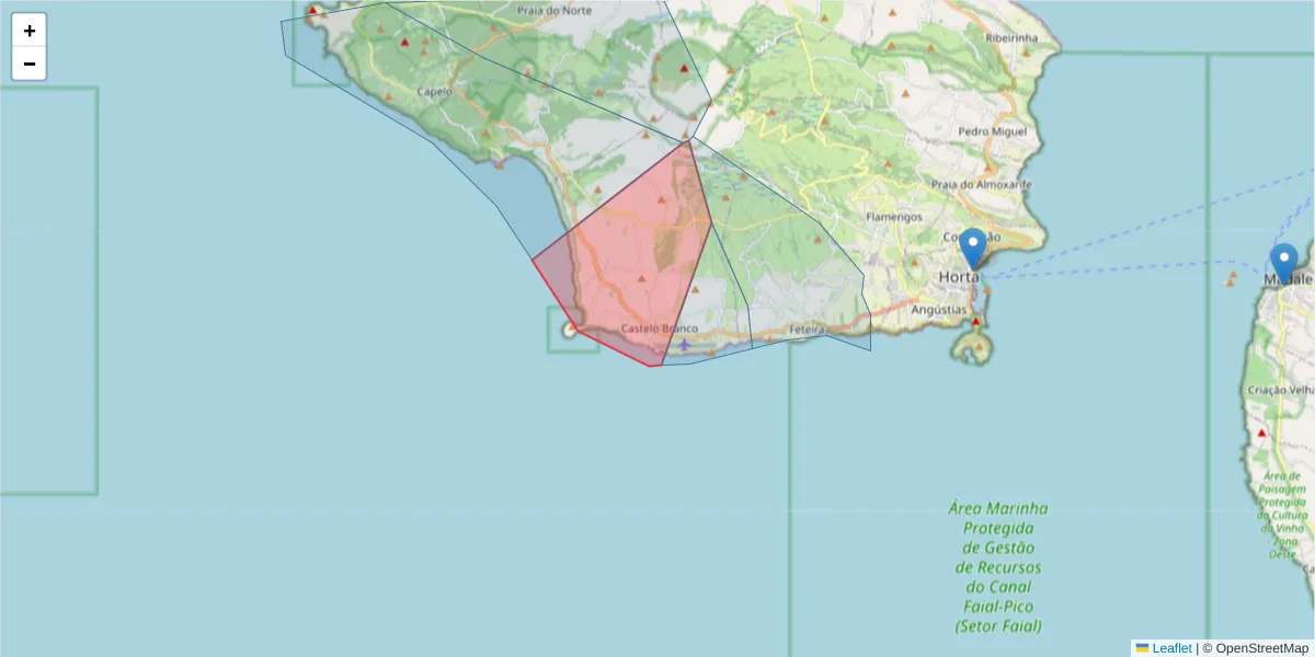 Mapa detalhado do código postal 9900-323 com limites, códigos postais vizinhos e agências dos correios