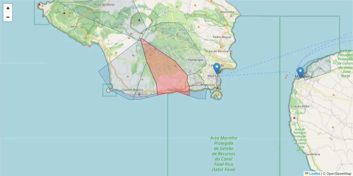 Mapa detalhado do código postal 9900-361 com limites, códigos postais vizinhos e agências dos correios