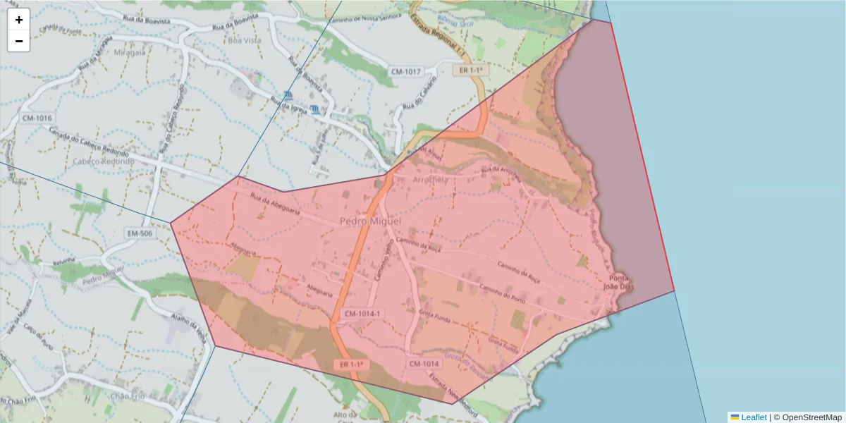 Mapa detalhado do código postal 9900-429 com limites, códigos postais vizinhos e agências dos correios