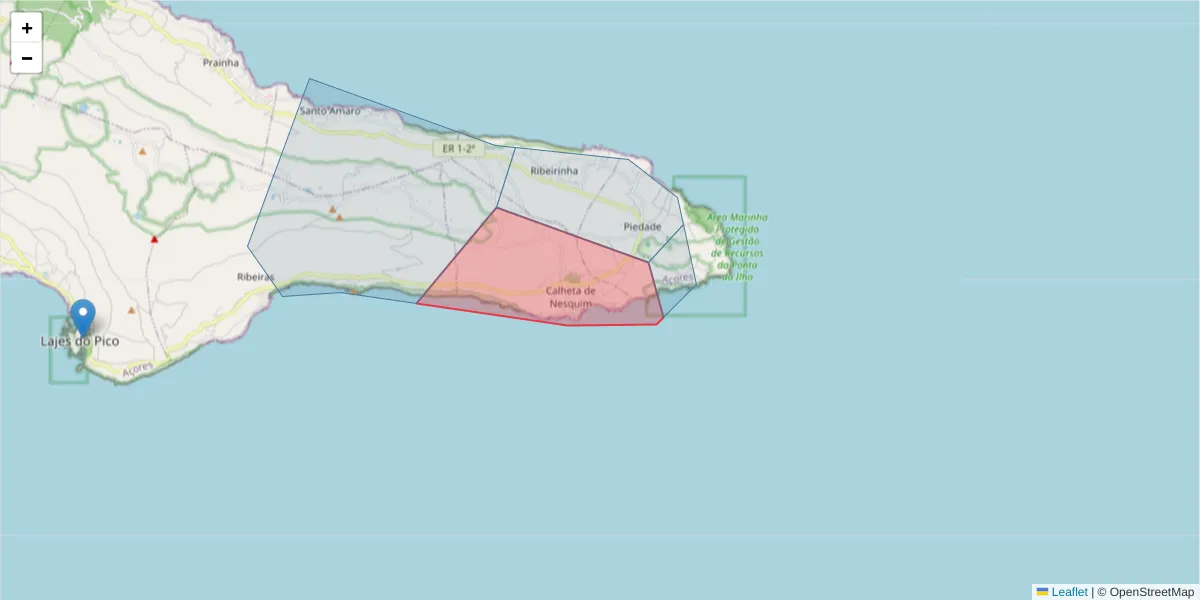 Mapa detalhado do código postal 9930-028 com limites, códigos postais vizinhos e agências dos correios