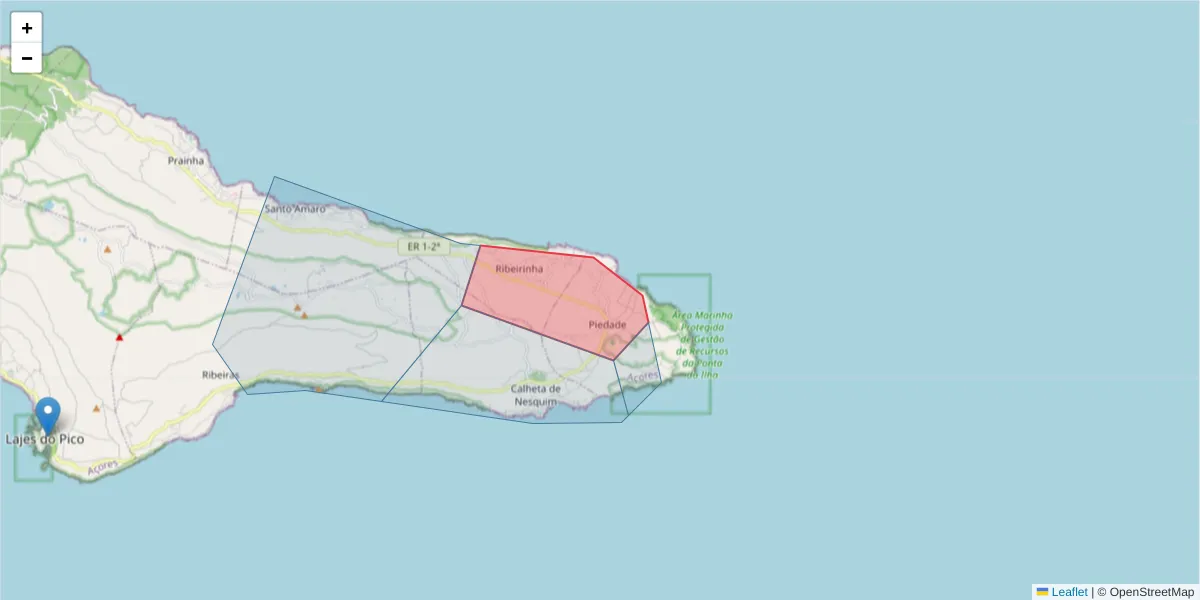 Mapa detalhado do código postal 9930-224 com limites, códigos postais vizinhos e agências dos correios