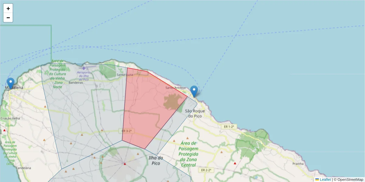 Mapa detalhado do código postal 9940-232 com limites, códigos postais vizinhos e agências dos correios