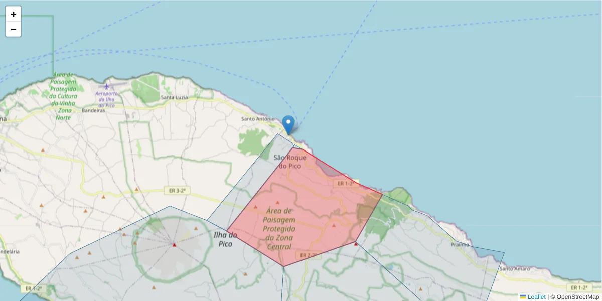 Mapa detalhado do código postal 9940-308 com limites, códigos postais vizinhos e agências dos correios