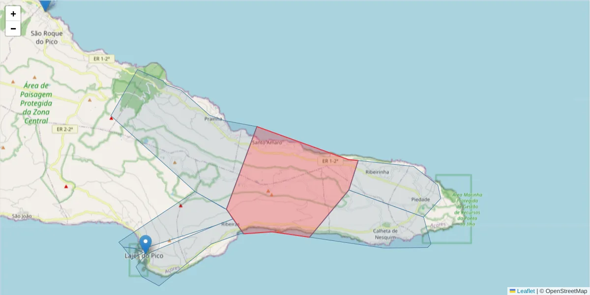 Mapa detalhado do código postal 9940 com limites, códigos postais vizinhos e agências dos correios