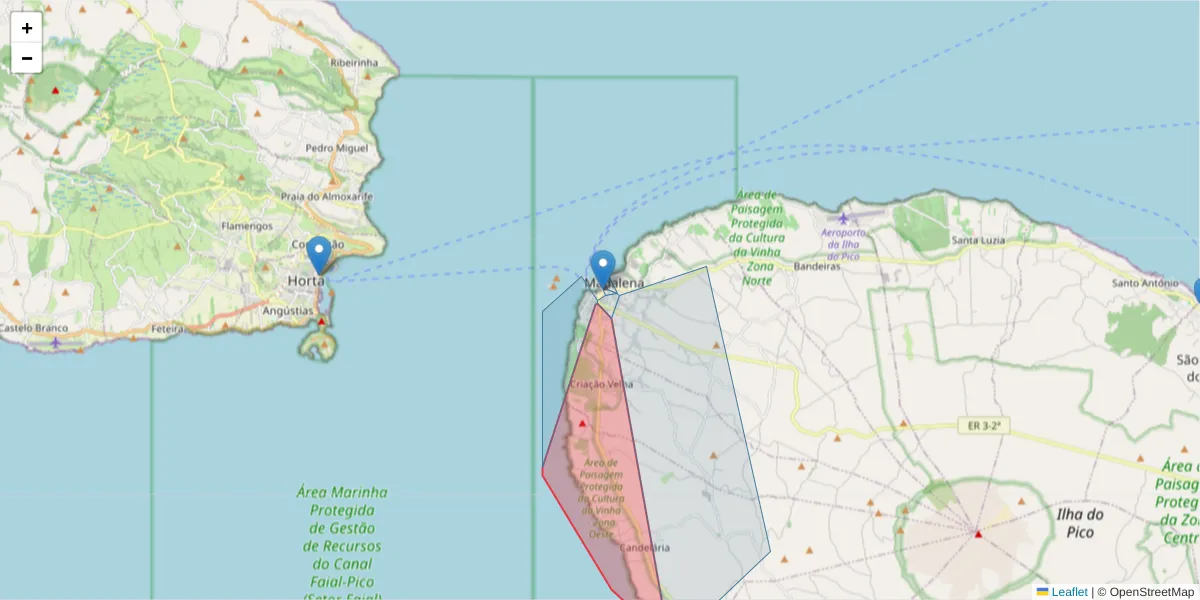 Mapa detalhado do código postal 9950-323 com limites, códigos postais vizinhos e agências dos correios