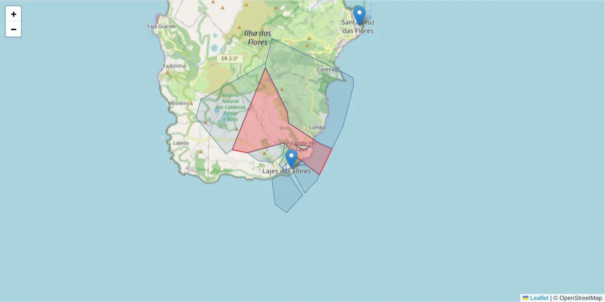Mapa detalhado do código postal 9960-220 com limites, códigos postais vizinhos e agências dos correios