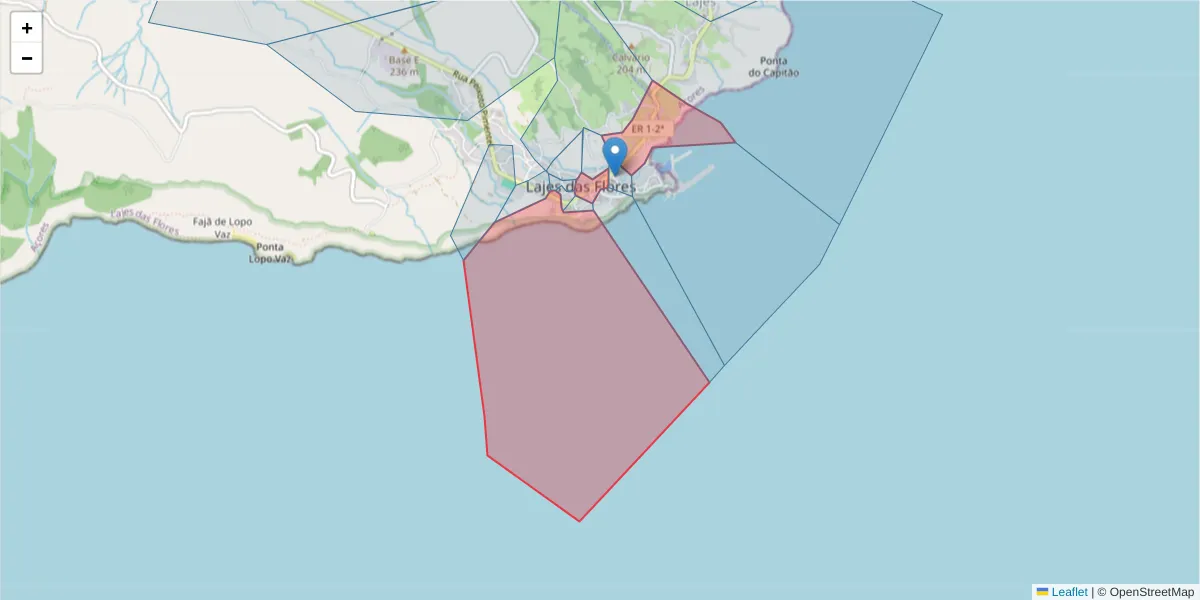 Mapa detalhado do código postal 9960-431 com limites, códigos postais vizinhos e agências dos correios