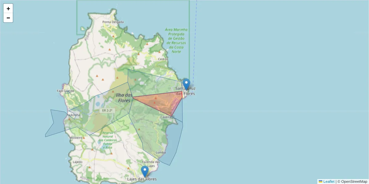 Mapa detalhado do código postal 9970-314 com limites, códigos postais vizinhos e agências dos correios